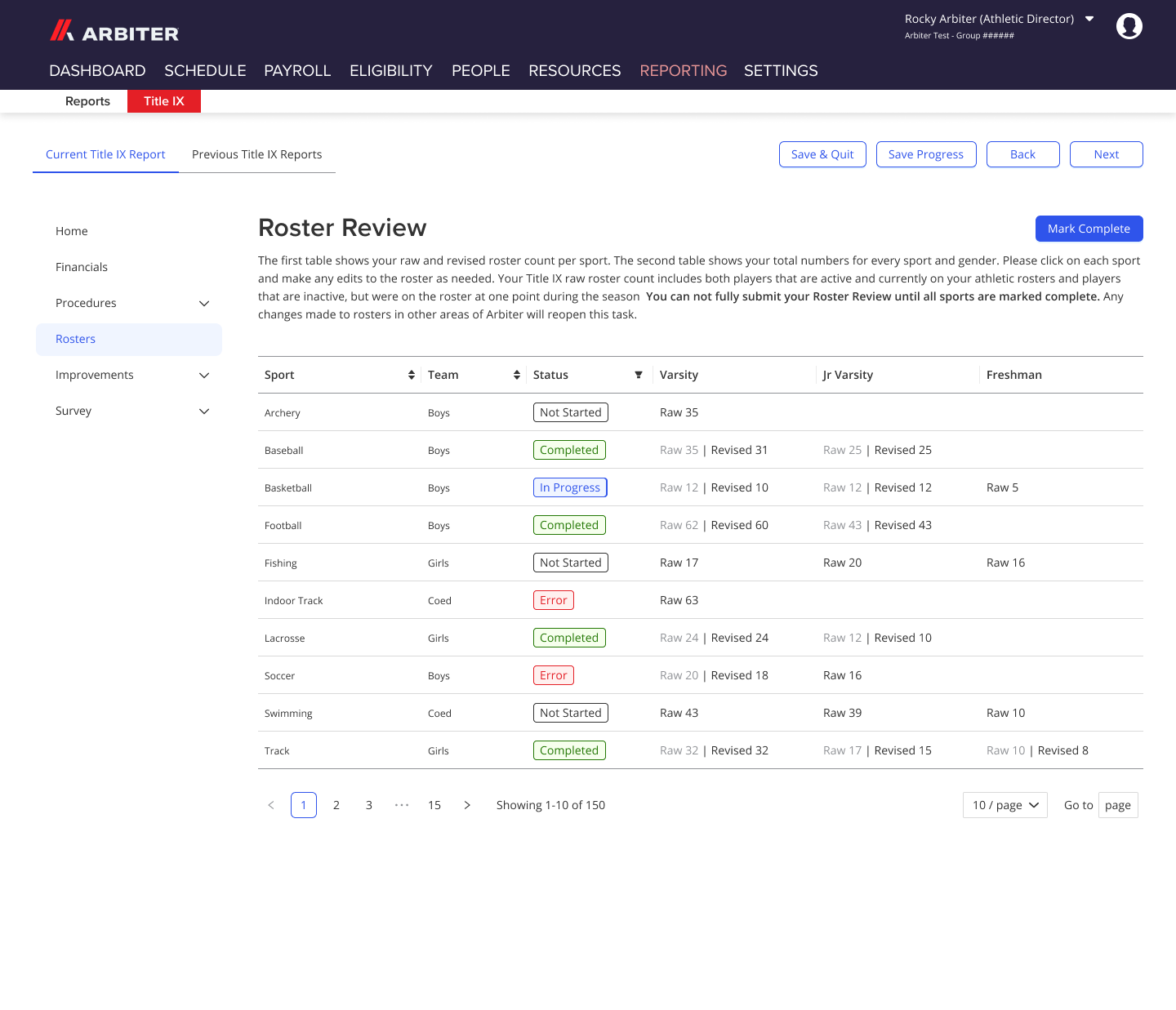 after testing roster page with simpler columns, no extra table, and overall cleaner feel.